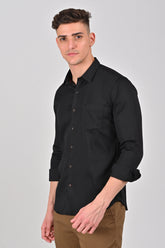 Jet Black Premium Stretch Satin Shirt | Blue Turquoise Premium Stretch Satin Shirt